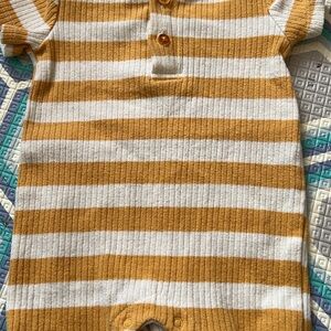 Striped Mustard and White Kids One Piece